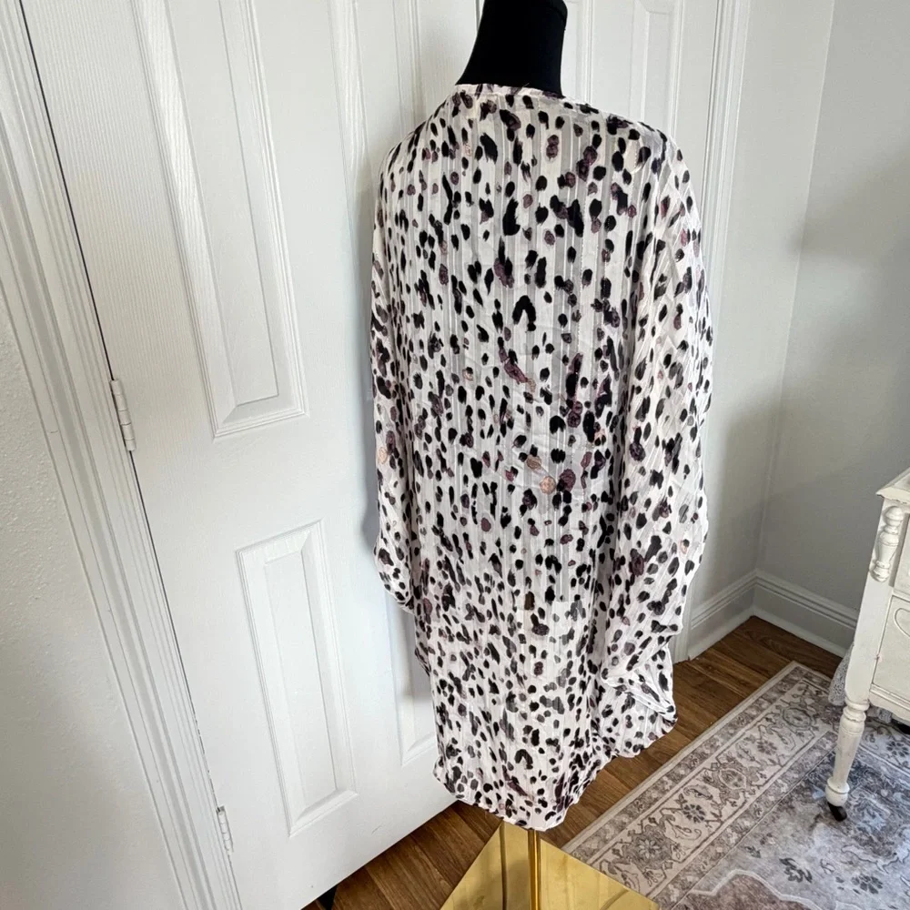 Umgee 1X/2X Leopard Print Kimono Duster Cardigan Boho Plus Size - Picture 5 of 5